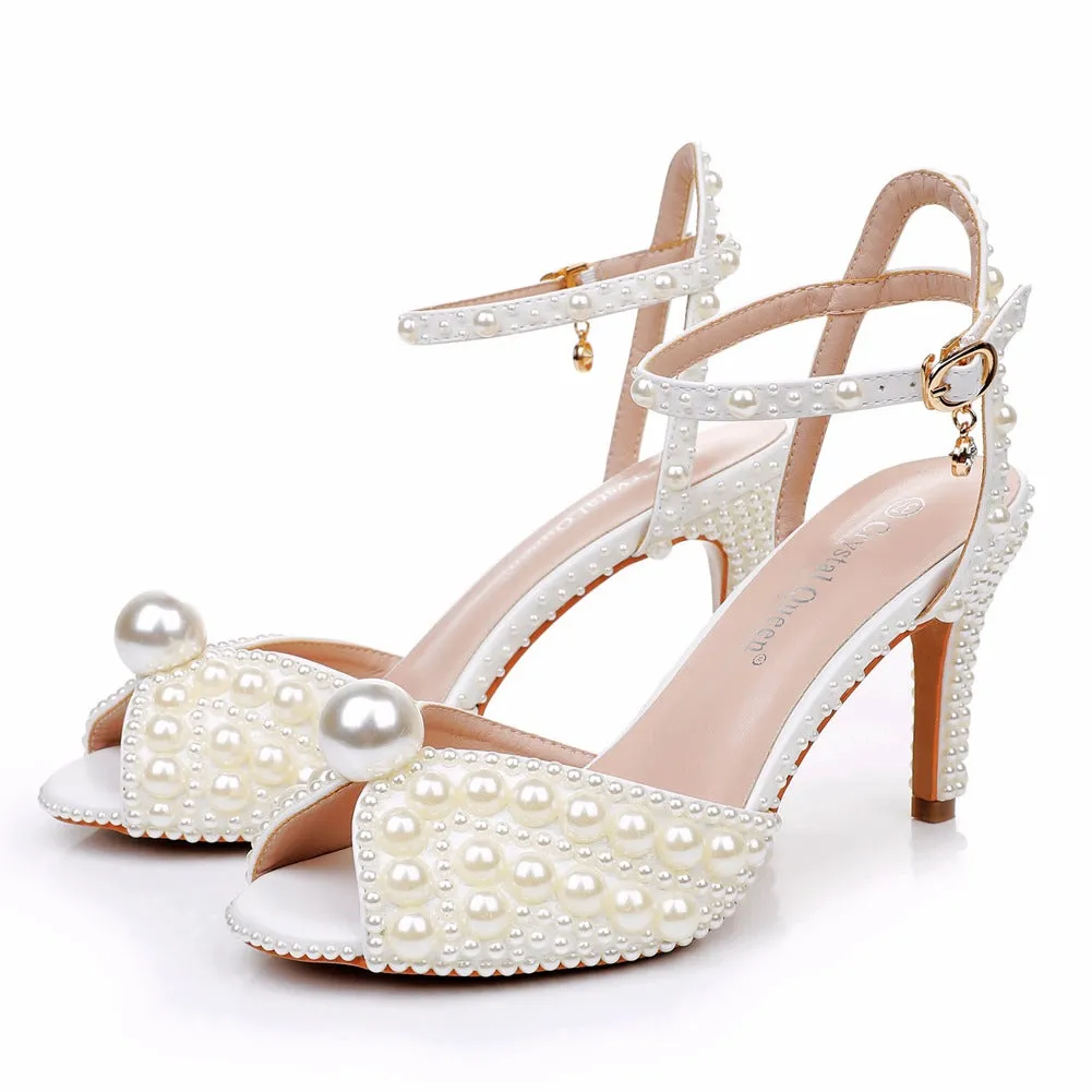 Pearl Fish Mouth High Heel Wedding Shoes Party Shoes