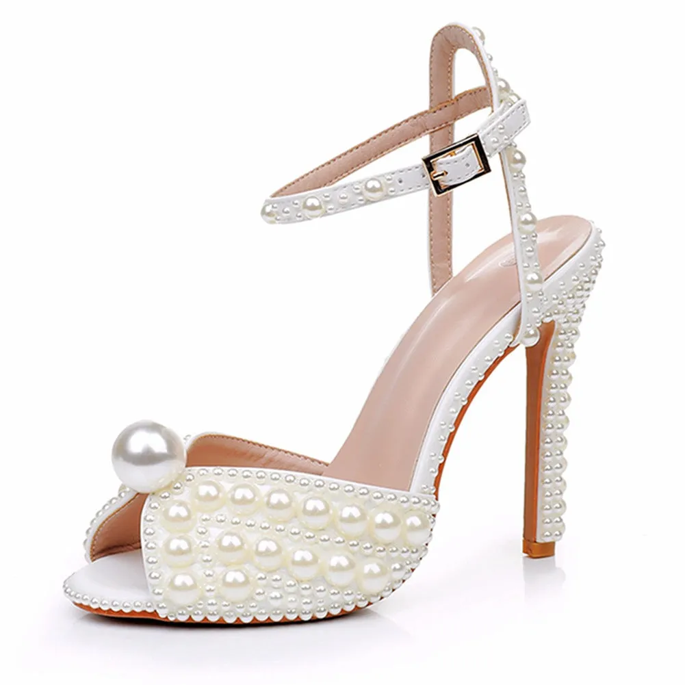 Pearl Fish Mouth High Heel Wedding Shoes Party Shoes