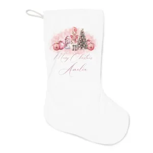 Personalised Santa Stocking, Pink Christmas Nutcracker