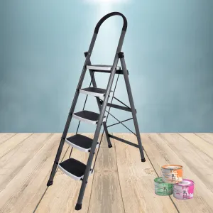 Plantex Metal/5 Step Foldable Ladder/Home Ladders/Aluminium Ladder-Anti Skid Shoes(Gray & White)