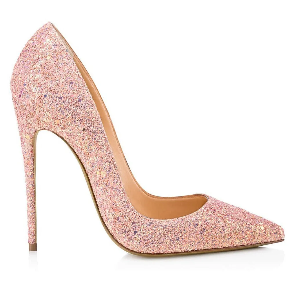 Pre Order:  Glittery Pink Shallow Cut Stilettos