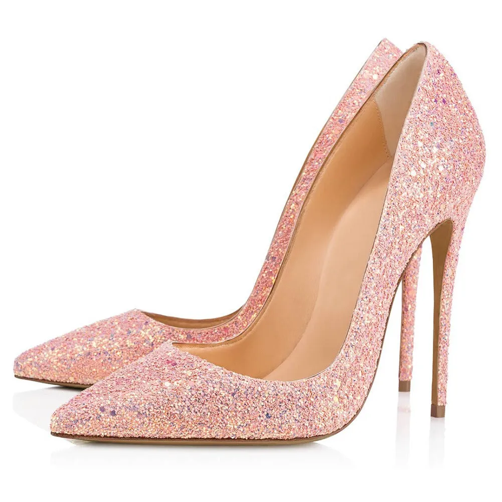 Pre Order:  Glittery Pink Shallow Cut Stilettos