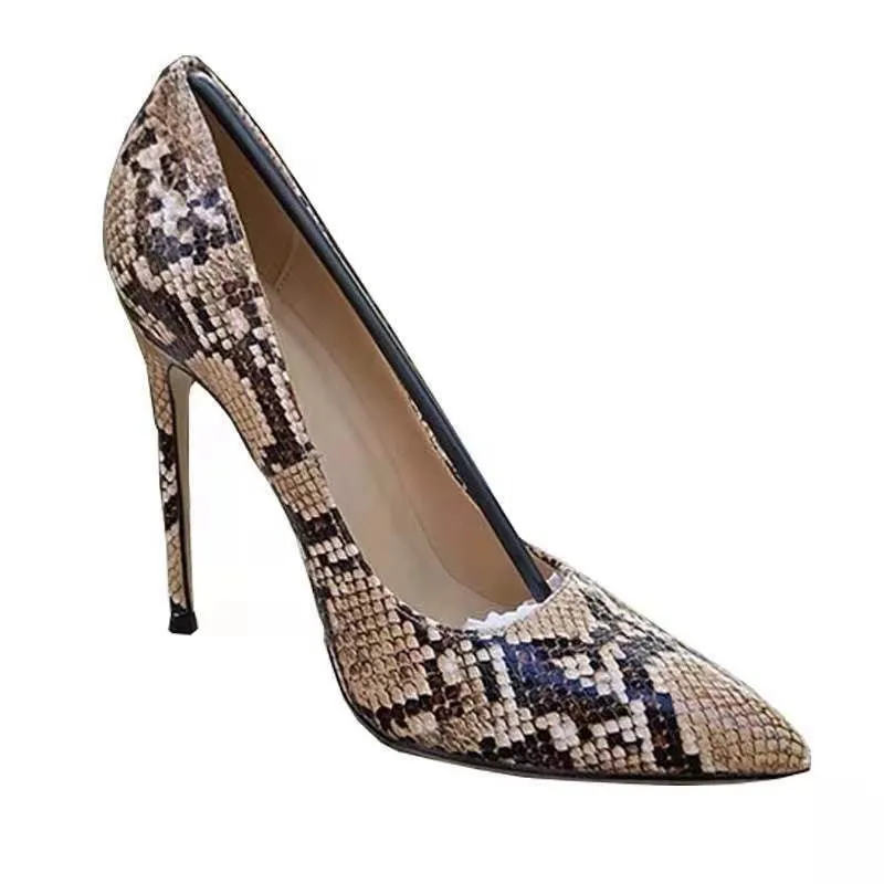 Pre Order:  Snakeskin Pattern Shallow Cut Stilettos