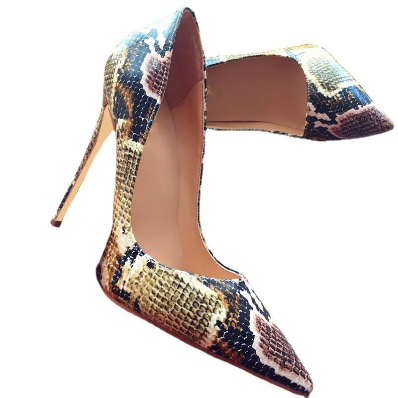 Pre Order:  Snakeskin Pattern Shallow Cut Stilettos