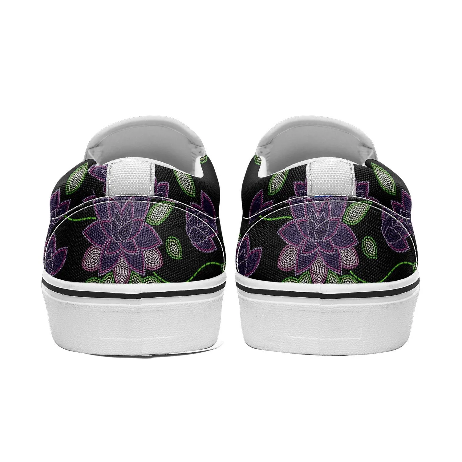 Purple Beaded Rose Otoyimm Kid's Canvas Slip On Shoes