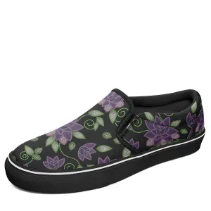 Purple Beaded Rose Otoyimm Kid's Canvas Slip On Shoes