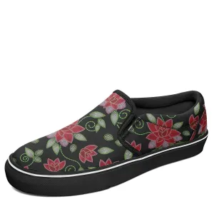 Red Beaded Rose Otoyimm Kid's Canvas Slip On Shoes