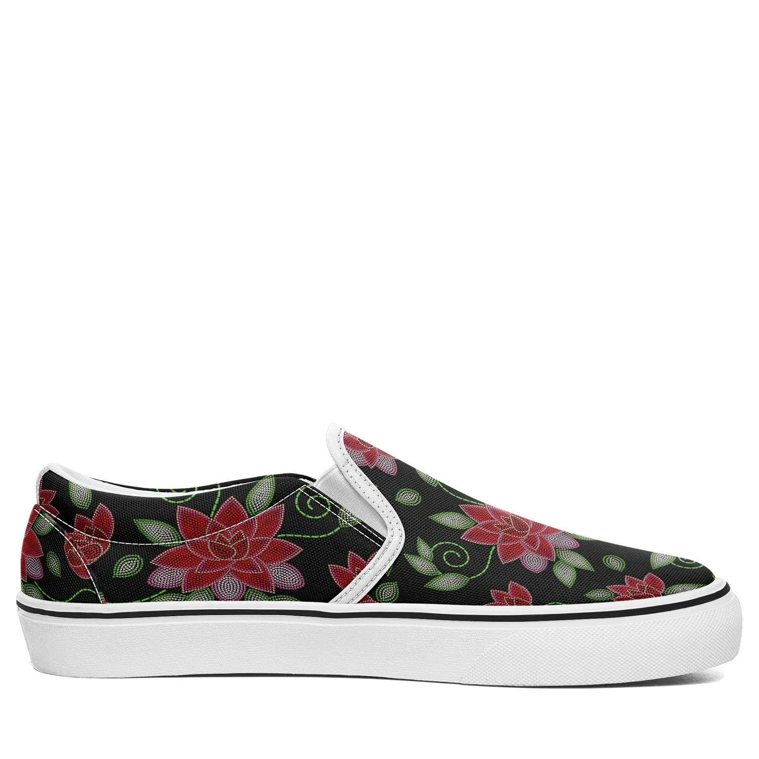 Red Beaded Rose Otoyimm Kid's Canvas Slip On Shoes