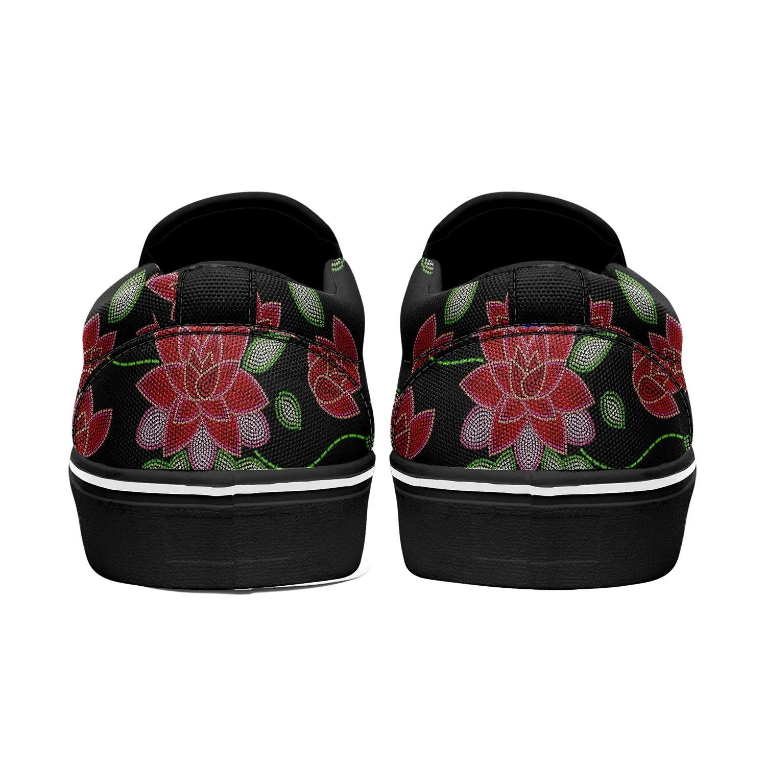 Red Beaded Rose Otoyimm Kid's Canvas Slip On Shoes