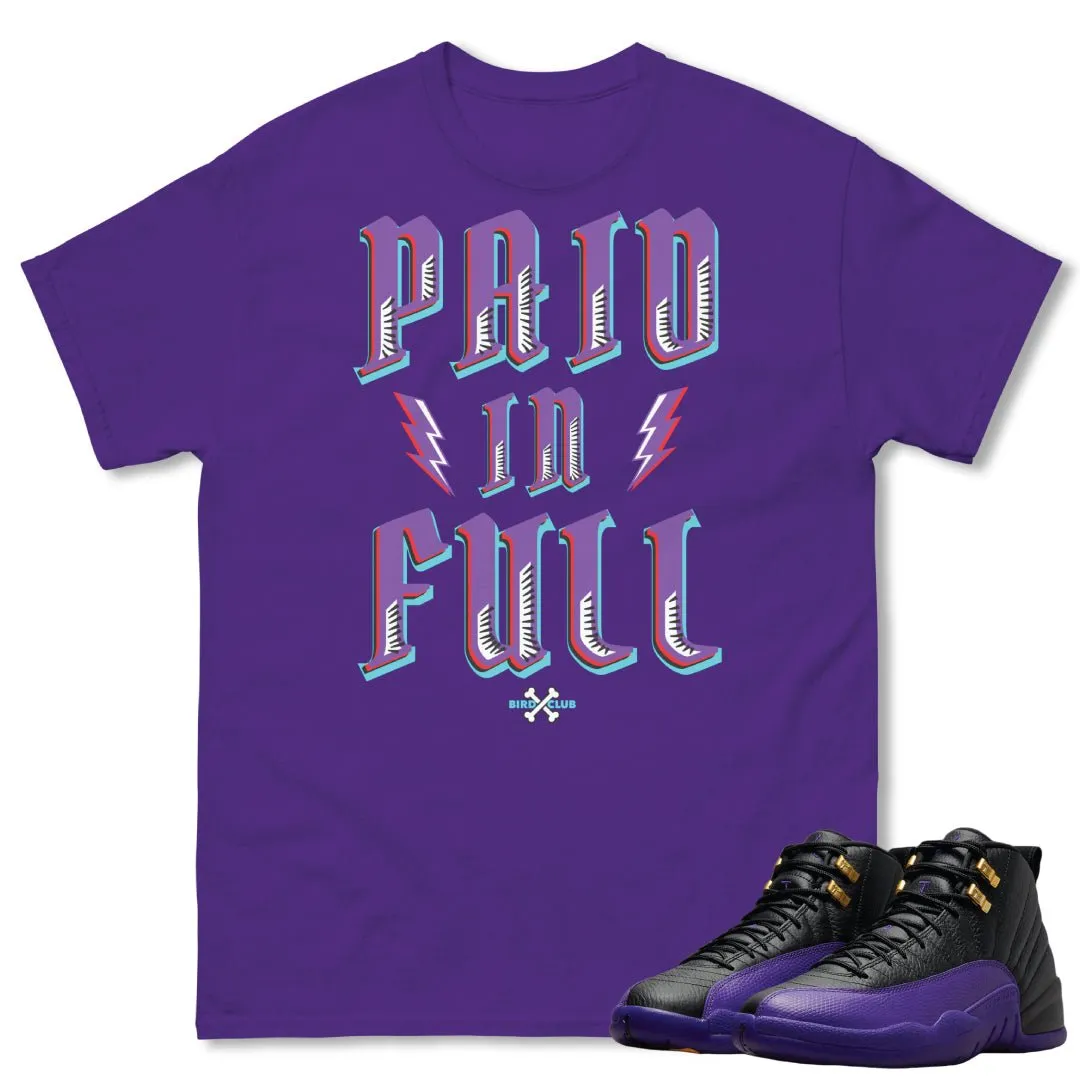 RETRO 12 FIELD PURPLE "PAID IN FULL" SHIRT