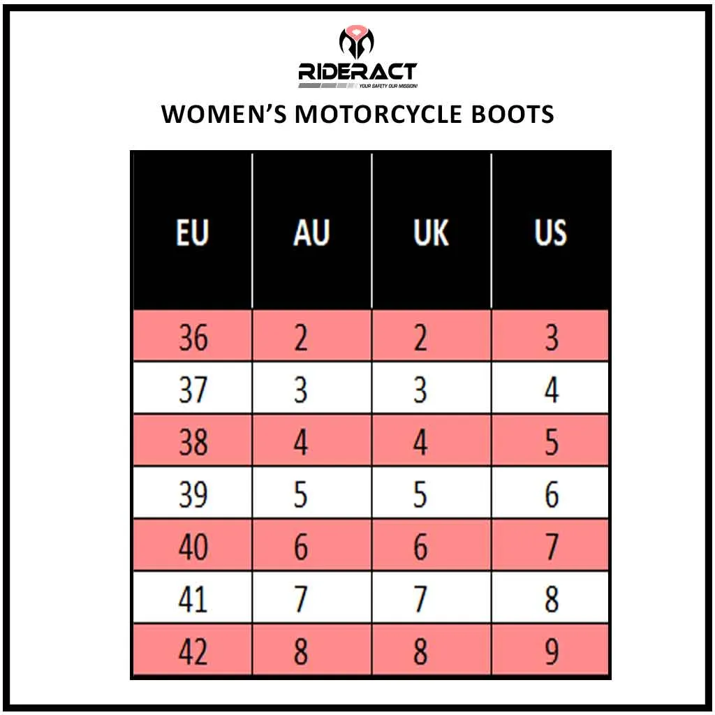 RIDERACT® Women Motorbike Boots Fashion Riding Lady Shoes Black Rock