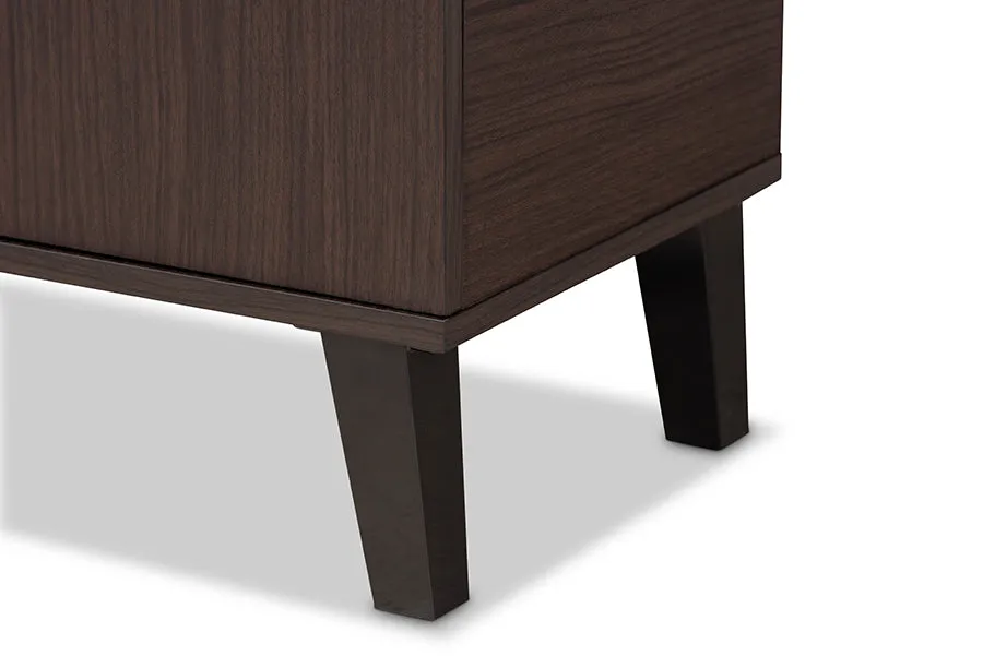 Roland Two-Tone Dark Brown/Grey Finished Wood 2-Door Shoe Cabinet