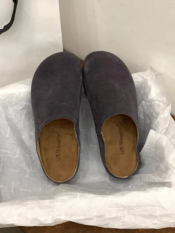 Round-Toe Split-Joint Flat Shoes Slippers&Mules