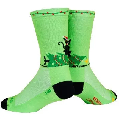 SockGuy Merry Catmas 6" Crew Bike Sock