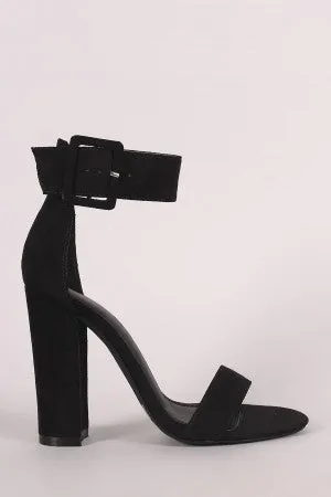 Suede Ankle Strap Chunky Heel