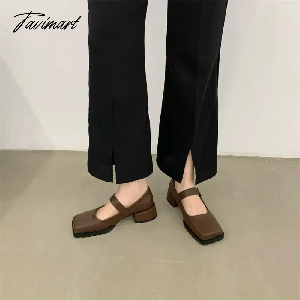 TAVIMART  -  Shoes Woman Modis Female Footwear Square Toe Loafers With Fur Autumn Casual Sneaker Shallow Mouth New Cute Dress Slip-on Fa