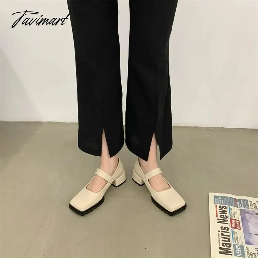 TAVIMART  -  Shoes Woman Modis Female Footwear Square Toe Loafers With Fur Autumn Casual Sneaker Shallow Mouth New Cute Dress Slip-on Fa