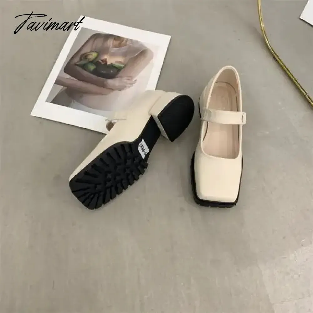 TAVIMART  -  Shoes Woman Modis Female Footwear Square Toe Loafers With Fur Autumn Casual Sneaker Shallow Mouth New Cute Dress Slip-on Fa