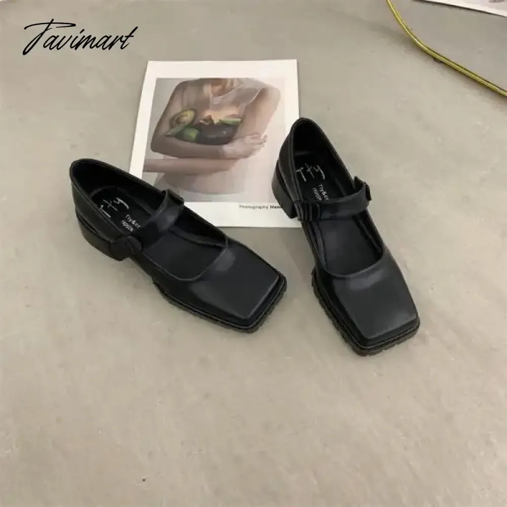 TAVIMART  -  Shoes Woman Modis Female Footwear Square Toe Loafers With Fur Autumn Casual Sneaker Shallow Mouth New Cute Dress Slip-on Fa