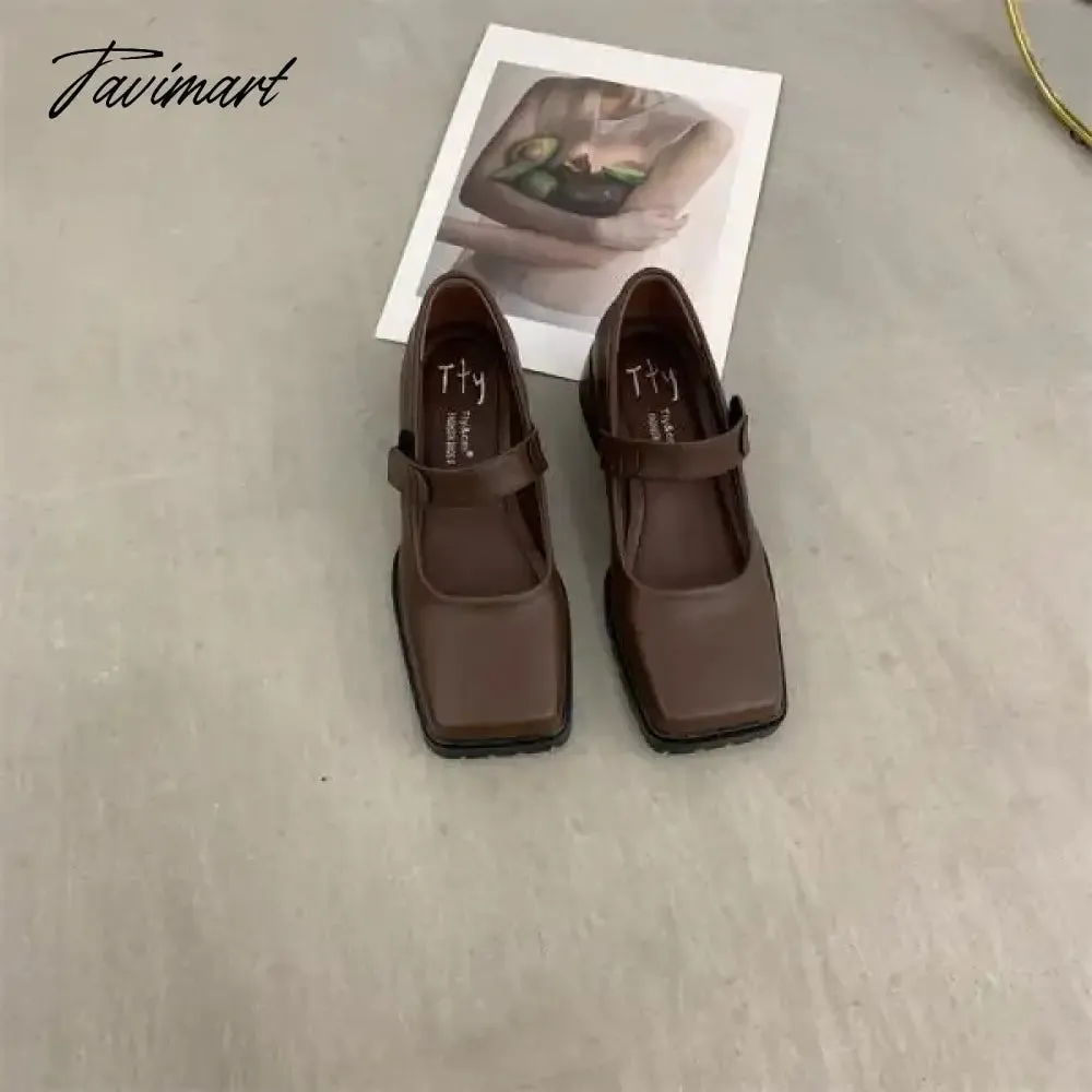 TAVIMART  -  Shoes Woman Modis Female Footwear Square Toe Loafers With Fur Autumn Casual Sneaker Shallow Mouth New Cute Dress Slip-on Fa