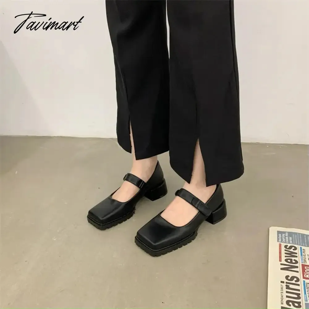 TAVIMART  -  Shoes Woman Modis Female Footwear Square Toe Loafers With Fur Autumn Casual Sneaker Shallow Mouth New Cute Dress Slip-on Fa