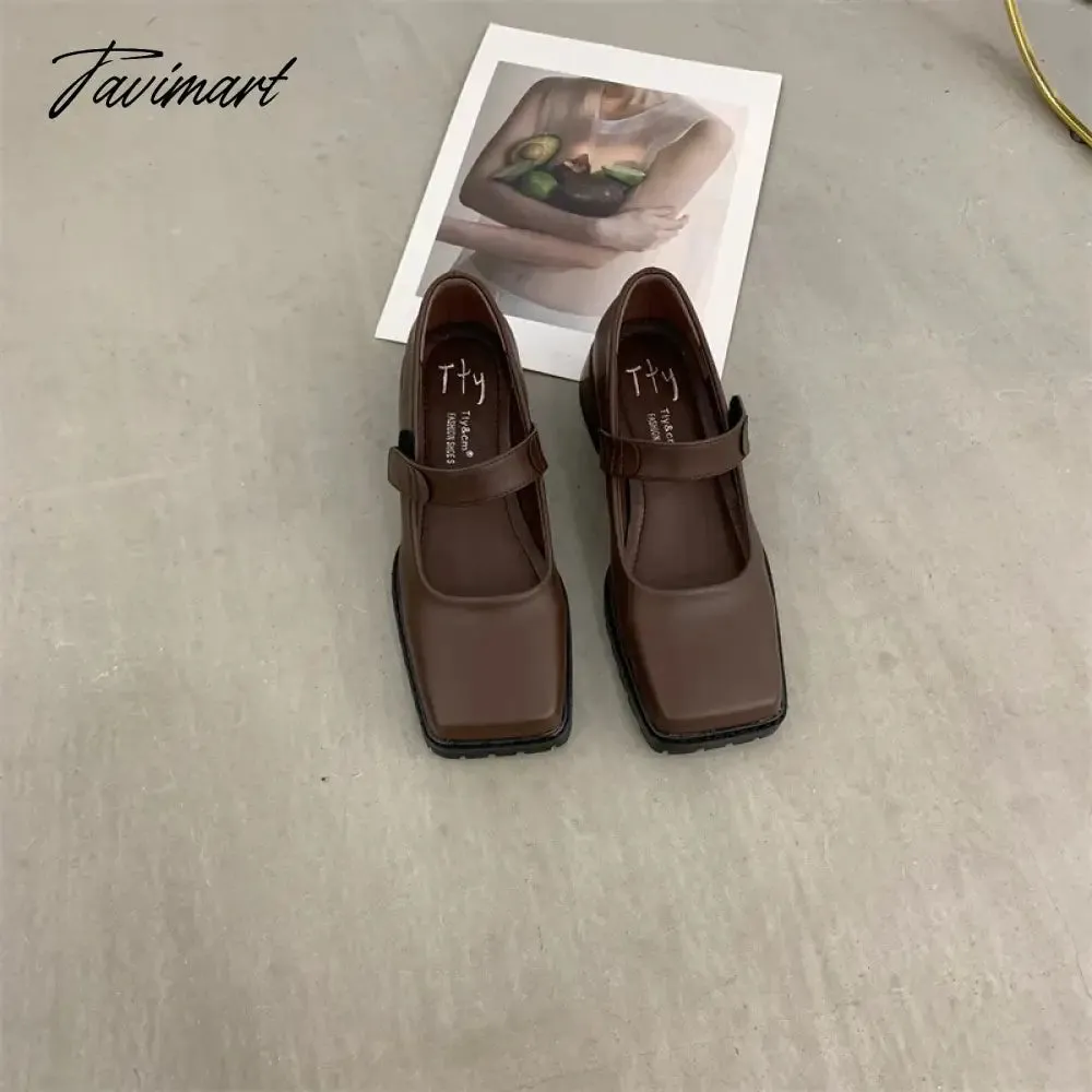 TAVIMART  -  Shoes Woman Modis Female Footwear Square Toe Loafers With Fur Autumn Casual Sneaker Shallow Mouth New Cute Dress Slip-on Fa