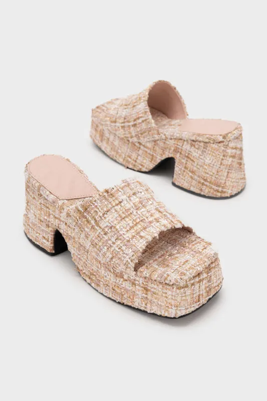 TWEED WEDGE HEEL SLIDE