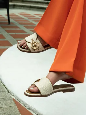 Weave Buckle Linen Sandals