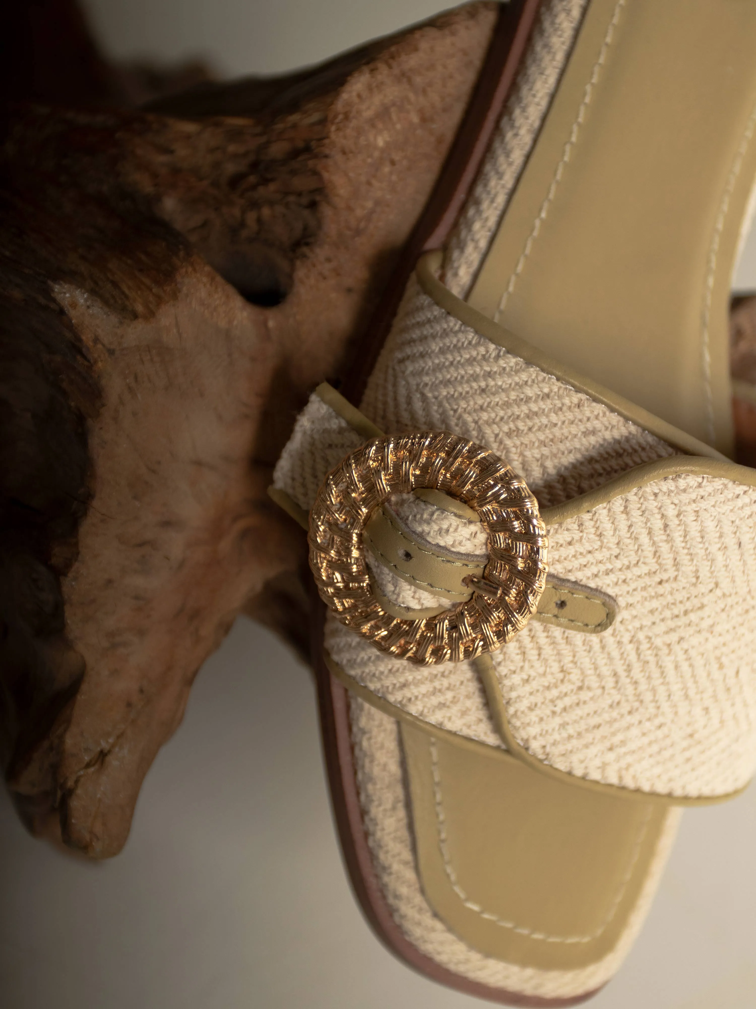 Weave Buckle Linen Sandals