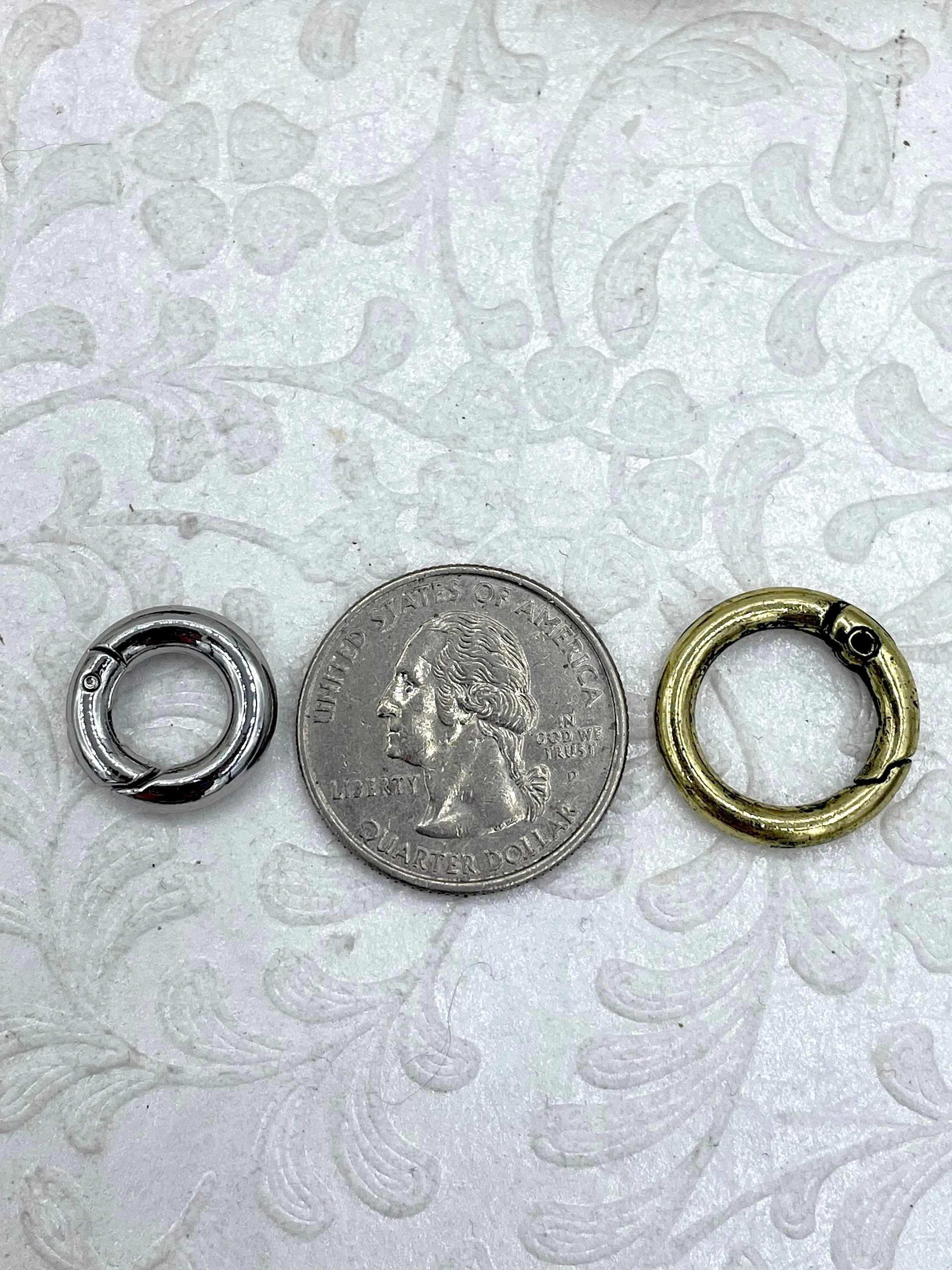 Zinc Alloy Spring Clasp, 2 sizes 15mm or 18.6mm, 6 finishes, Easy Open Spring, Gate Clasp, Necklace Building Extender.Charm Holder, FastShip